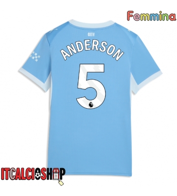 Manchester City Elliot Anderson #5 Prima Maglia Femmina 2026-27 Manica Corta
